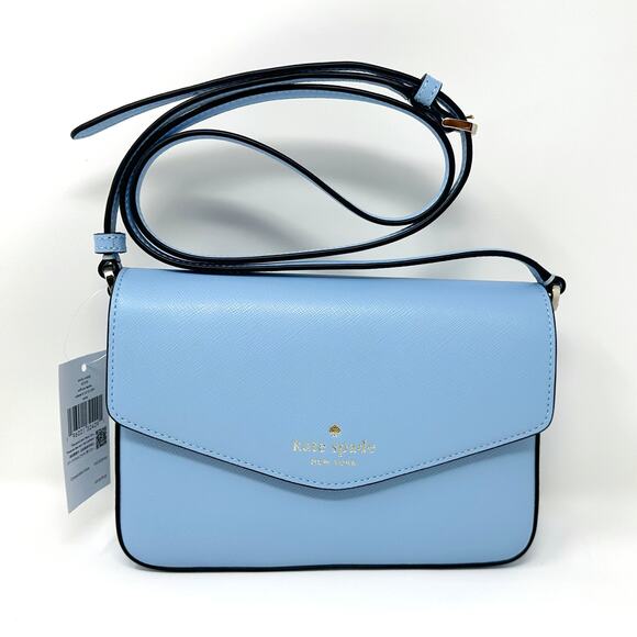 Kate Spade Sadie Envelope Crossbody Purse in Celeste Blue Leather k7378 - Picture 1 of 5